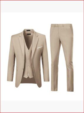 Men's 3 Piece Slim Fit Suit Set Wedding Prom Tuxedo Blazer Vest Pants